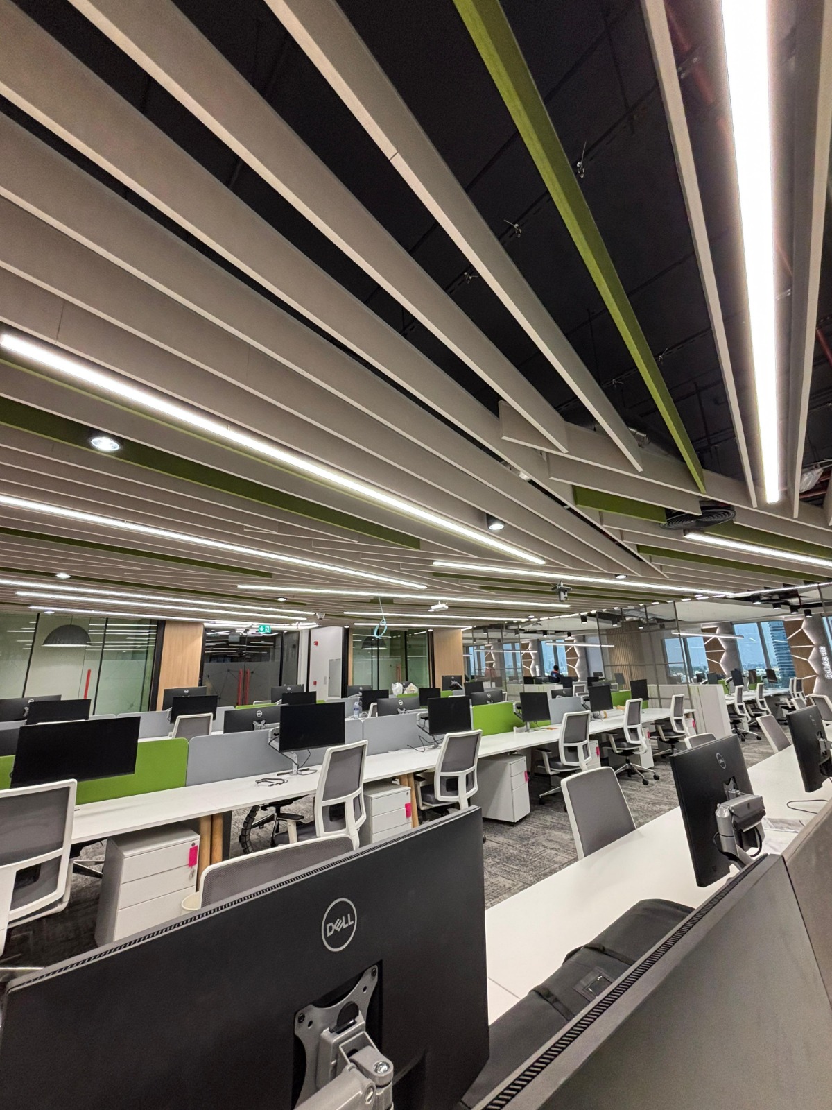 Open Office Acoustic Ceiling Baffles Professional Installation Dubai