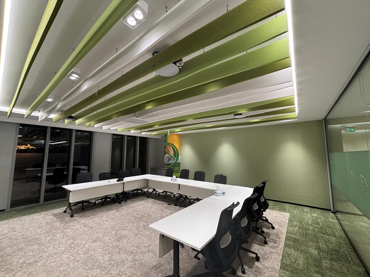 Opus Building Materials Acoustic Ceiling Baffles Conference Room Dubai UAE