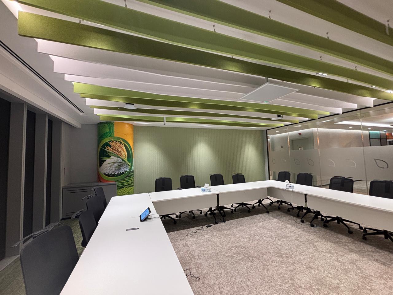 Opus BM High Performance Acoustic Ceiling System Modern Boardroom Dubai